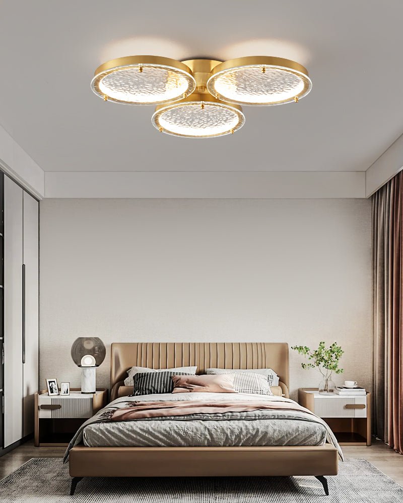 Modern Brass Interconnected Circular LED Flush Mount Ceiling Lighting