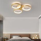 Modern Brass Interconnected Circular LED Flush Mount Ceiling Lighting
