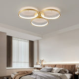 Modern Brass Interconnected Circular LED Flush Mount Ceiling Lighting