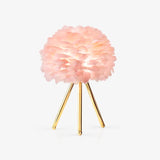Romantic Goose Feather Desk Lamp with Metal Tripod Stand for Bedside and Accent Lighting
