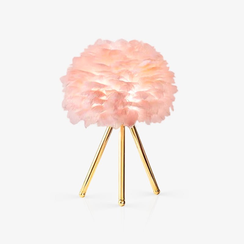 Romantic Goose Feather Desk Lamp with Metal Tripod Stand for Bedside and Accent Lighting