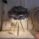 Romantic Goose Feather Desk Lamp with Metal Tripod Stand for Bedside and Accent Lighting