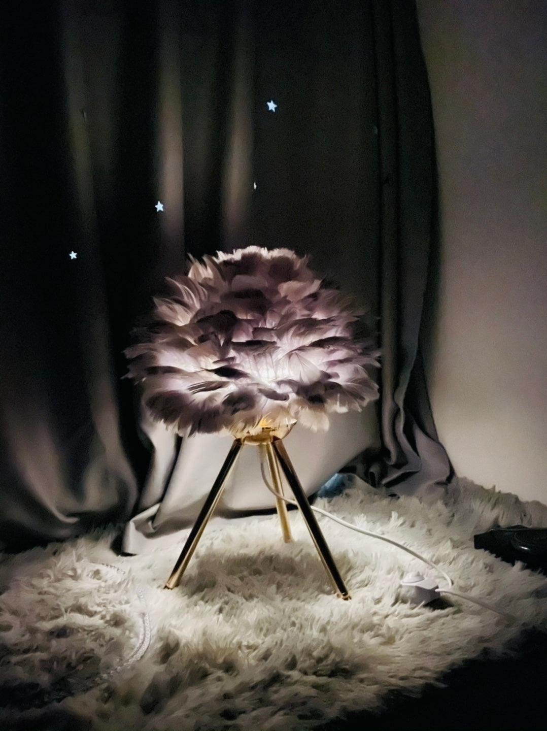 Romantic Goose Feather Desk Lamp with Metal Tripod Stand for Bedside and Accent Lighting
