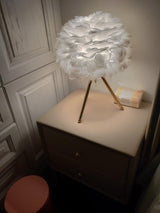 Romantic Goose Feather Desk Lamp with Metal Tripod Stand for Bedside and Accent Lighting