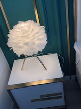 Romantic Goose Feather Desk Lamp with Metal Tripod Stand for Bedside and Accent Lighting