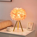 Romantic Goose Feather Desk Lamp with Metal Tripod Stand for Bedside and Accent Lighting