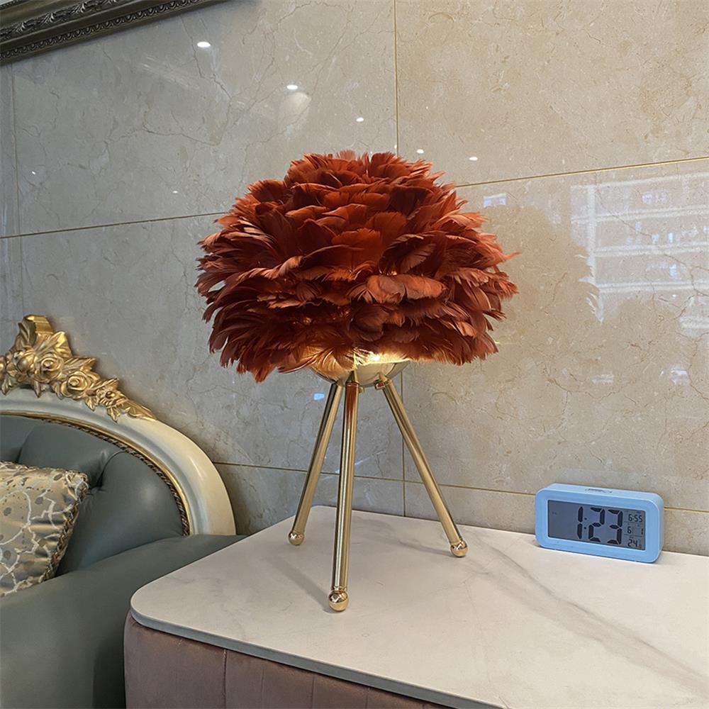 Romantic Goose Feather Desk Lamp with Metal Tripod Stand for Bedside and Accent Lighting