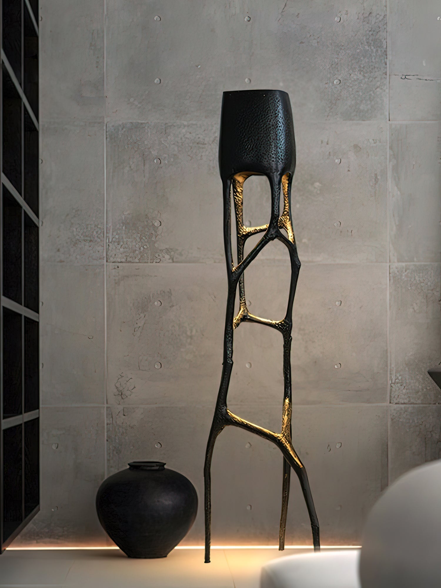 Modern Gothic Sculptural Floor Lamp Organic Web Style Torchiere Light for Art Inspired Interiors