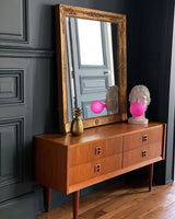 Modern Grace Portable Table Lamp with Pink Glass Globe and White Resin Bust Sculptural Base