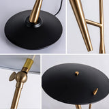 Vintage Gramophone Table Lamp Gold and Black Bedside Light with White Glass Shade