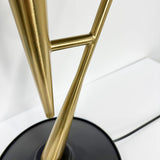 Vintage Gramophone Table Lamp Gold and Black Bedside Light with White Glass Shade