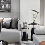 Vintage Gramophone Table Lamp Gold and Black Bedside Light with White Glass Shade