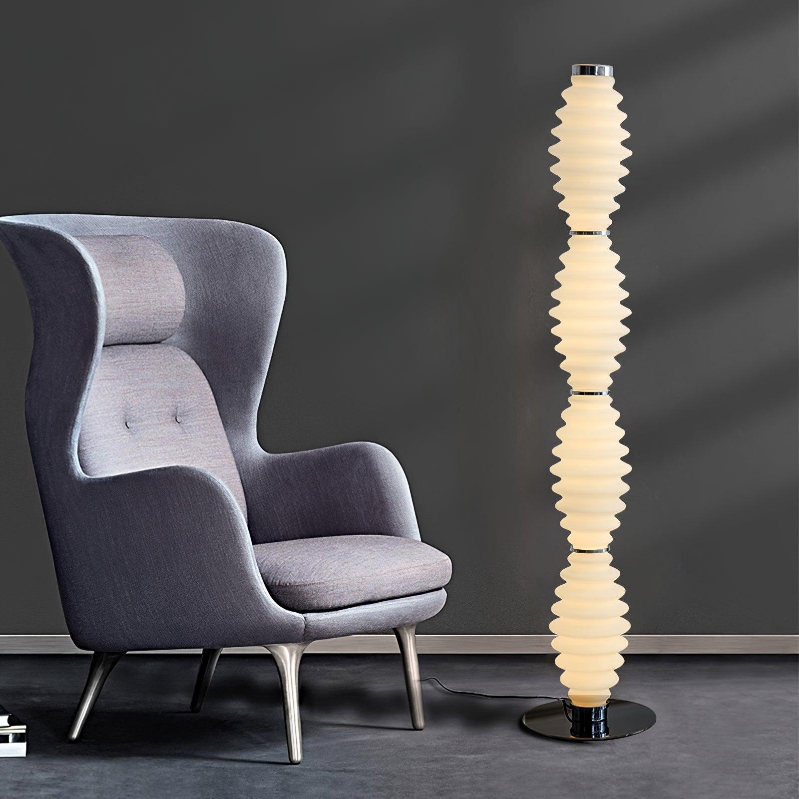 Modern Grand Collier Blown Glass Floor Lamp Chrome Standing Ambient Light for Living Room