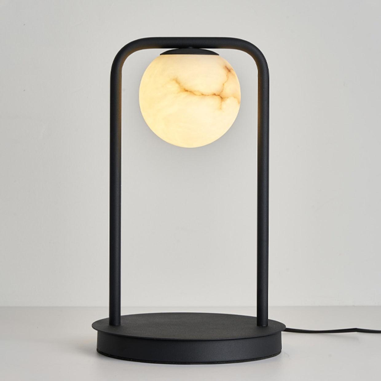 Geometric Alabaster Accent Desk Lamp with Downward Spotlight for Indoor Decor