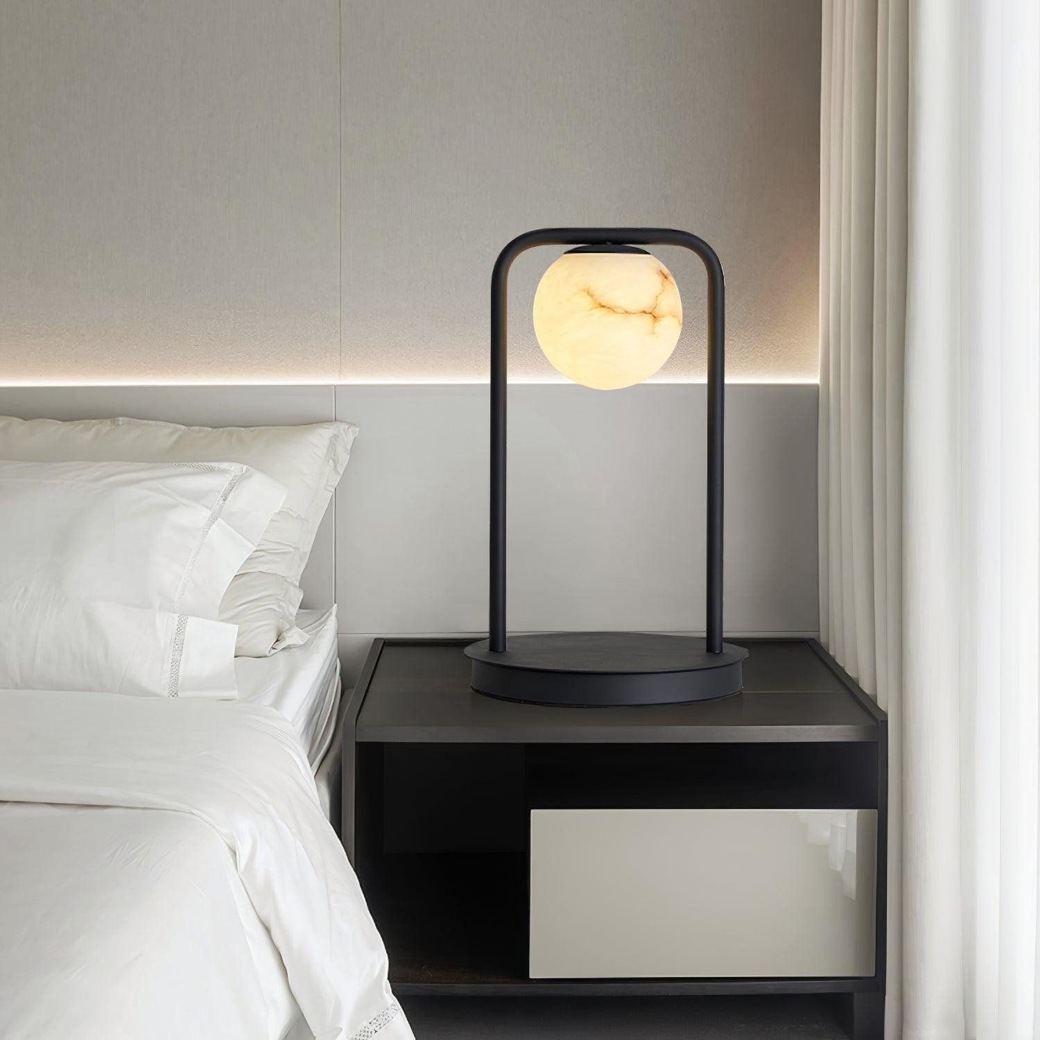 Geometric Alabaster Accent Desk Lamp with Downward Spotlight for Indoor Decor