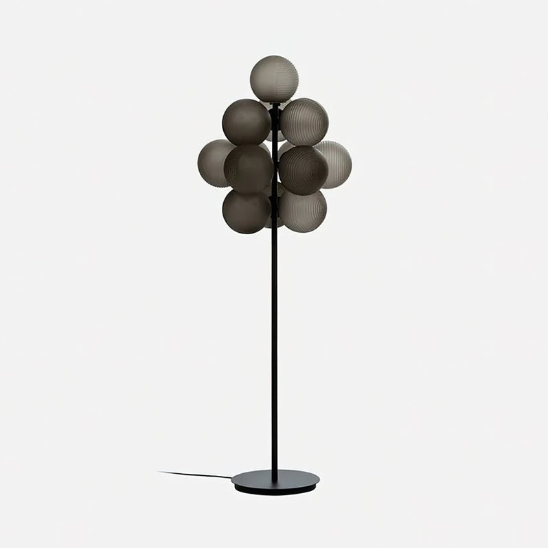 Modern Grape Cluster Glass Floor Lamp Matte Black Tall Standing Light for Living Room