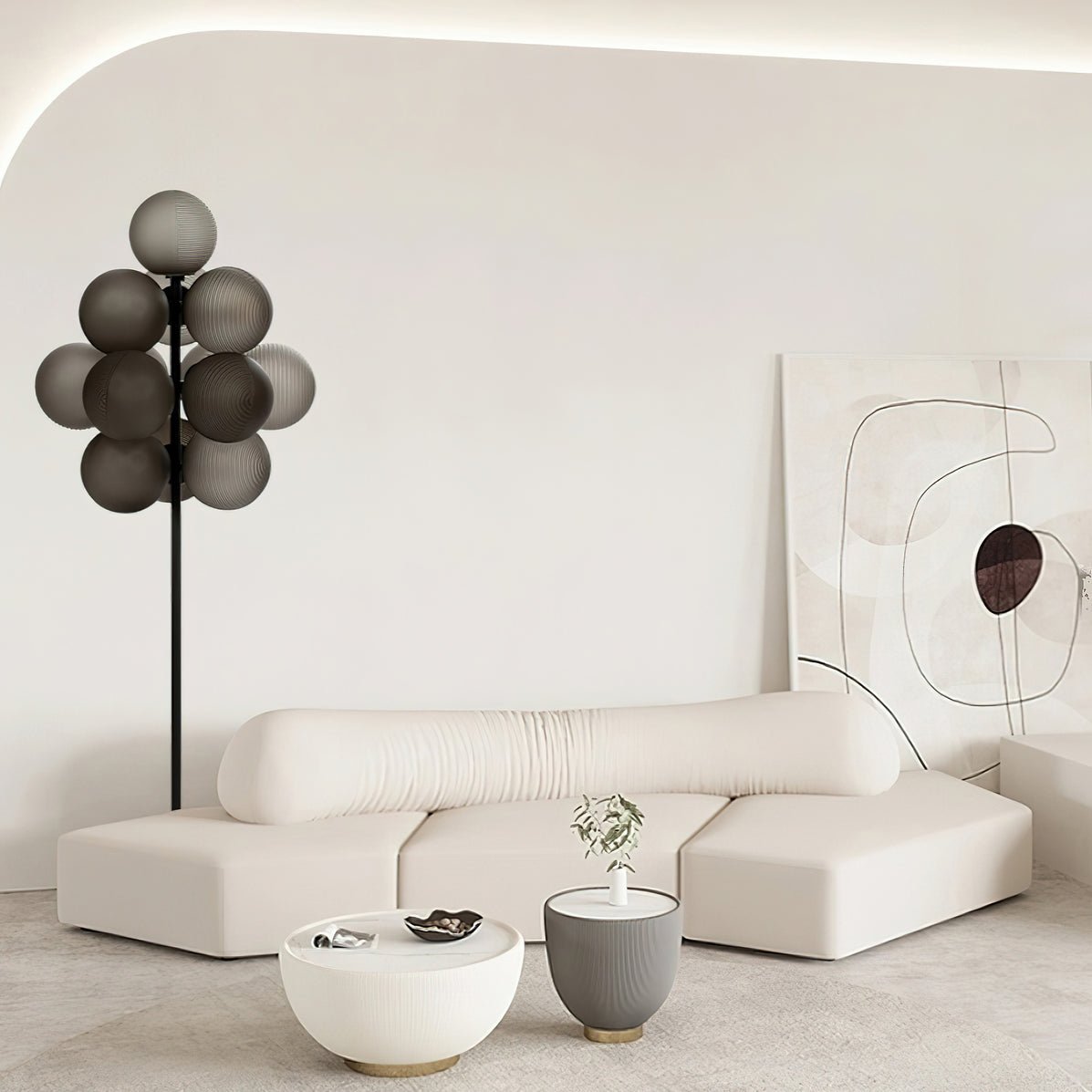 Modern Grape Cluster Glass Floor Lamp Matte Black Tall Standing Light for Living Room