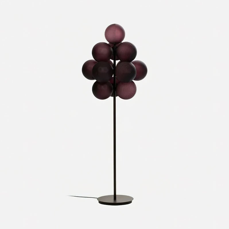 Modern Grape Cluster Glass Floor Lamp Matte Black Tall Standing Light for Living Room