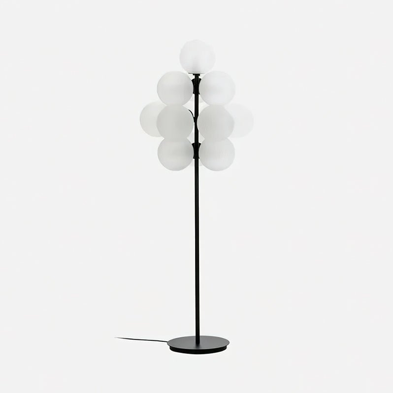 Modern Grape Cluster Glass Floor Lamp Matte Black Tall Standing Light for Living Room