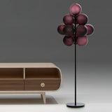 Modern Grape Cluster Glass Floor Lamp Matte Black Tall Standing Light for Living Room