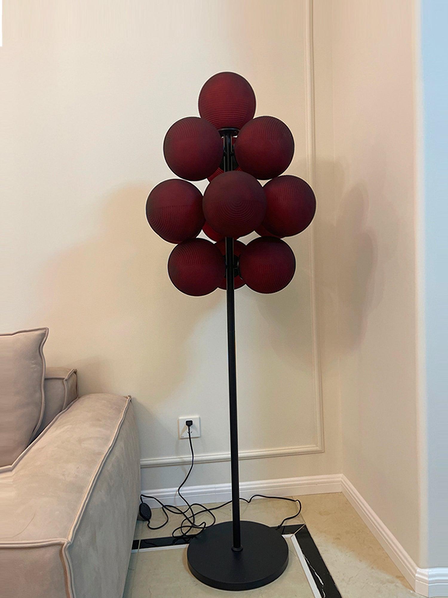 Modern Grape Cluster Glass Floor Lamp Matte Black Tall Standing Light for Living Room