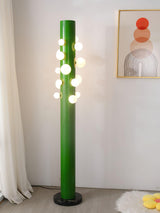 Modern Green Glass Ambient Floor Lamp with Marble Base and White Globe Shade