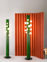 Modern Green Glass Ambient Floor Lamp with Marble Base and White Globe Shade