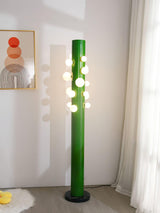 Modern Green Glass Ambient Floor Lamp with Marble Base and White Globe Shade