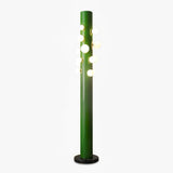 Modern Green Glass Ambient Floor Lamp with Marble Base and White Globe Shade