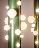 Modern Green Glass Ambient Floor Lamp with Marble Base and White Globe Shade