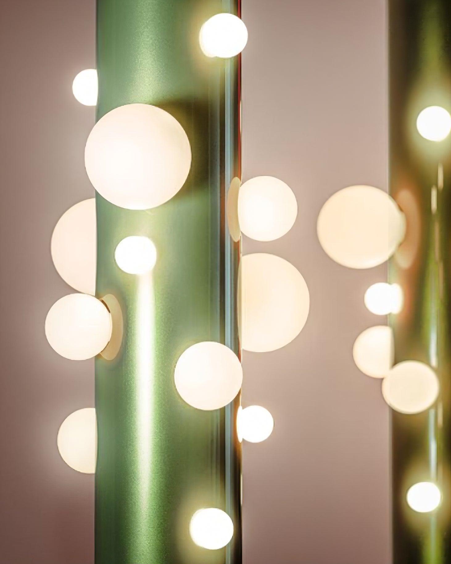 Modern Green Glass Ambient Floor Lamp with Marble Base and White Globe Shade
