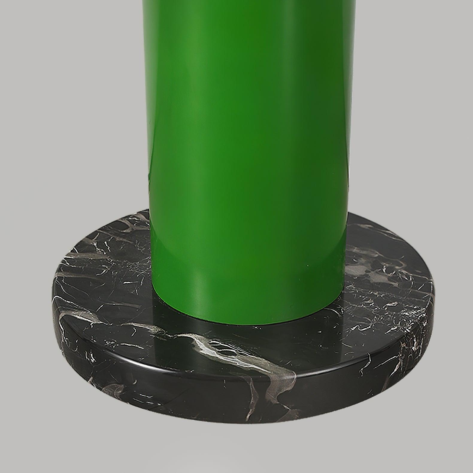 Modern Green Glass Ambient Floor Lamp with Marble Base and White Globe Shade