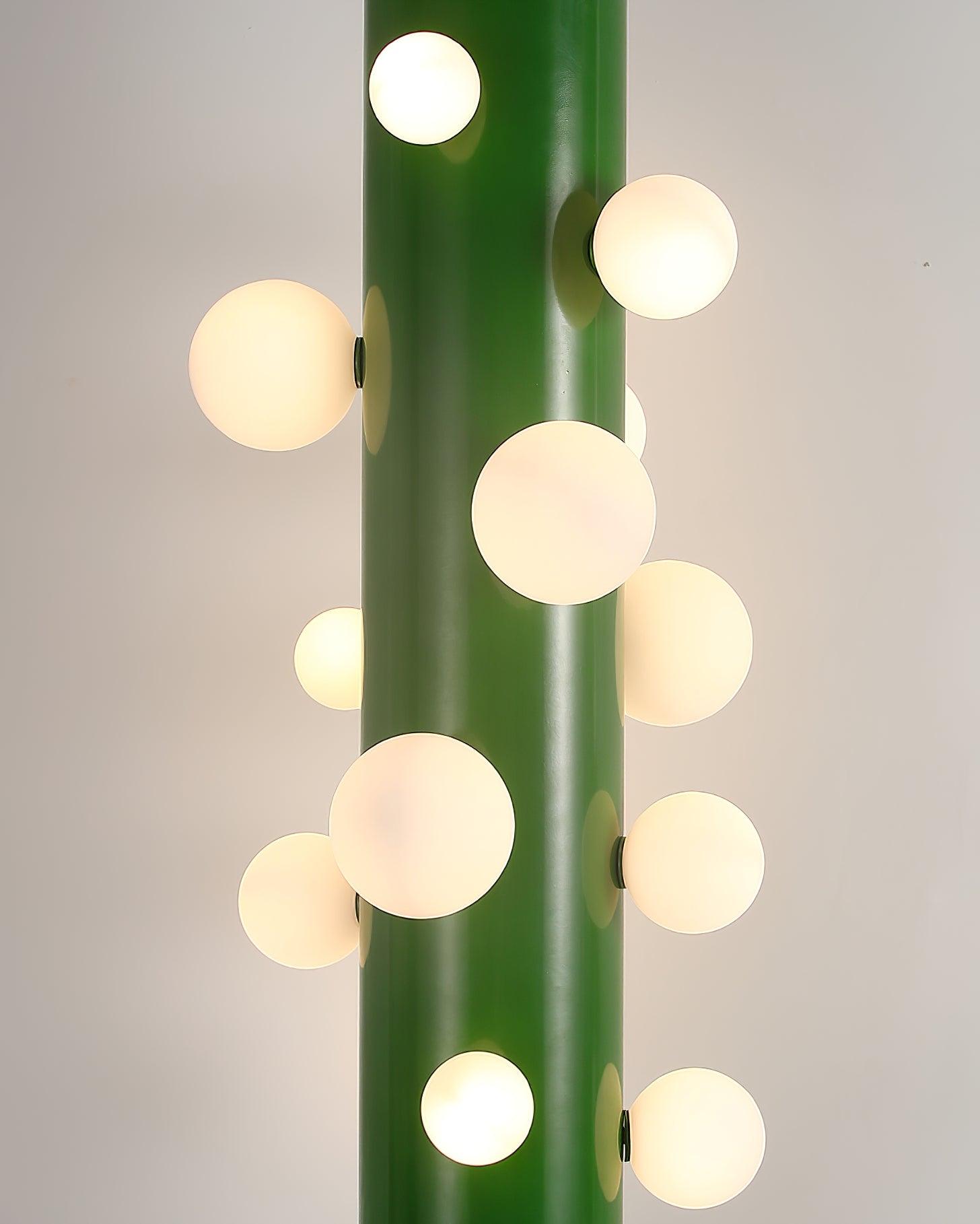 Modern Green Glass Ambient Floor Lamp with Marble Base and White Globe Shade