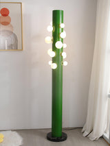Modern Green Glass Ambient Floor Lamp with Marble Base and White Globe Shade