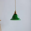 Green Glass Bell Pendant Light with Brass Hardware for Kitchen and Dining Room