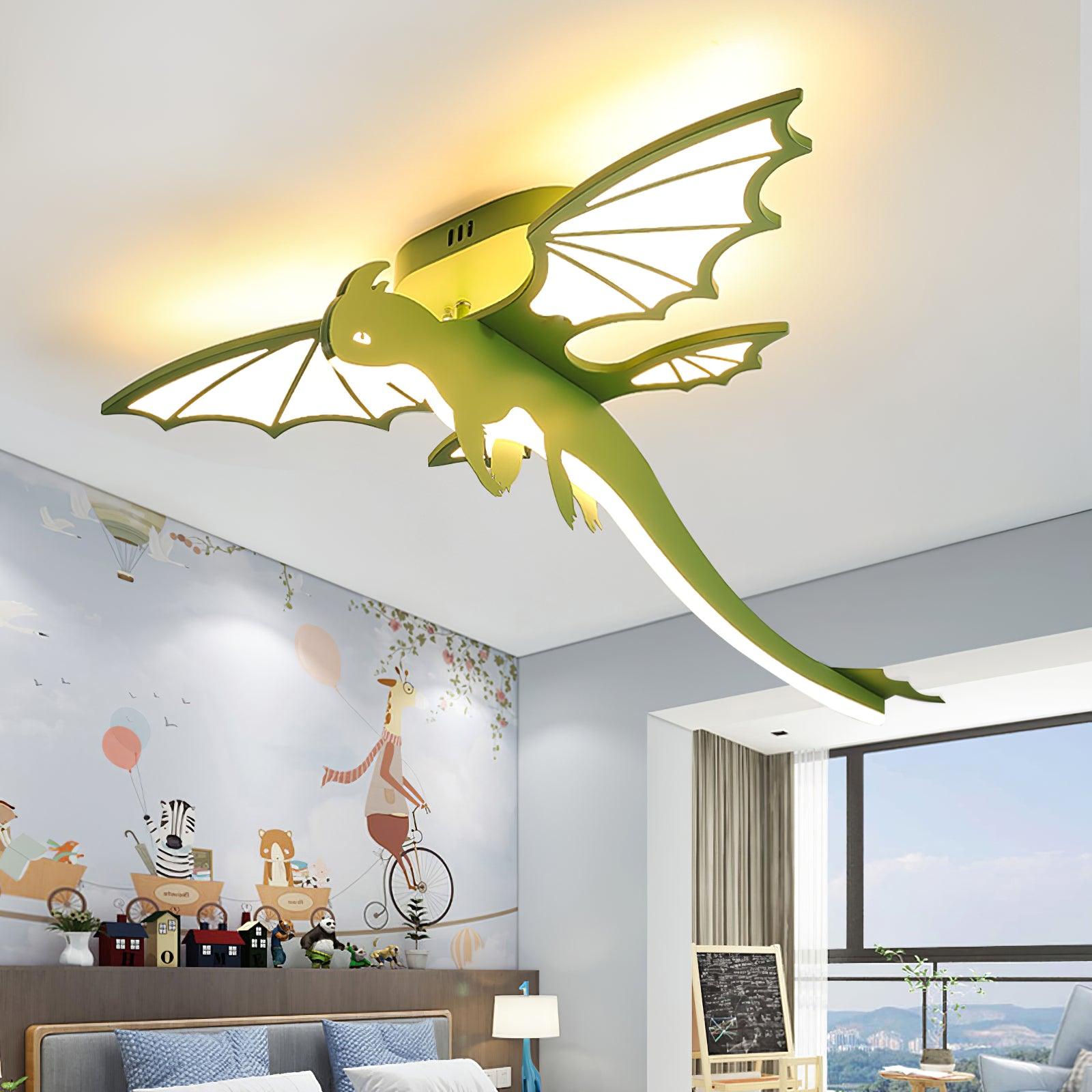 Modern Green Dinosaur Cartoon LED Ceiling Light for Childrens Room Decor