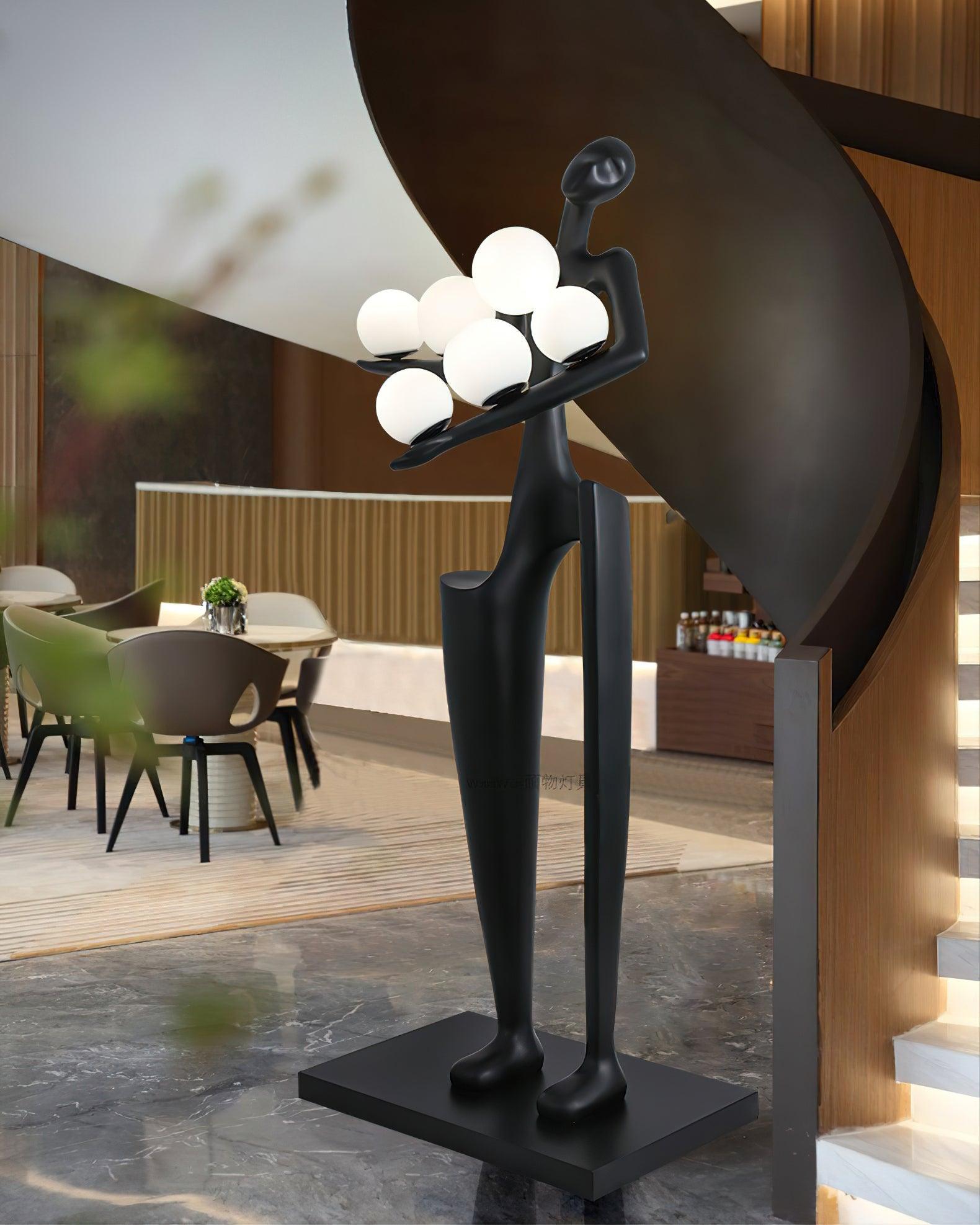 Abstract Human Sculpture Torchiere Floor Lamp Modern Art Guardian Standing Light for Contemporary Interiors