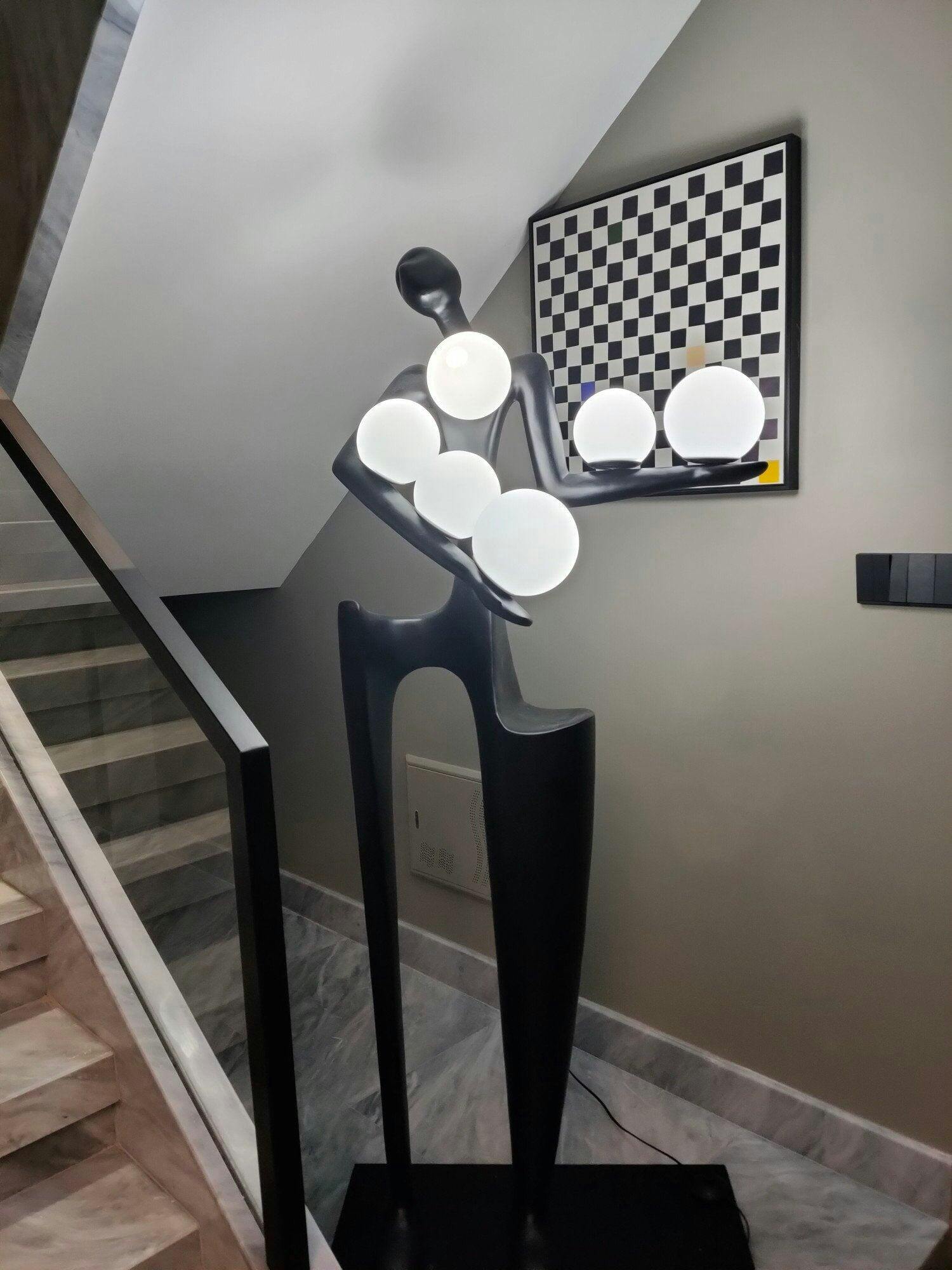 Abstract Human Sculpture Torchiere Floor Lamp Modern Art Guardian Standing Light for Contemporary Interiors