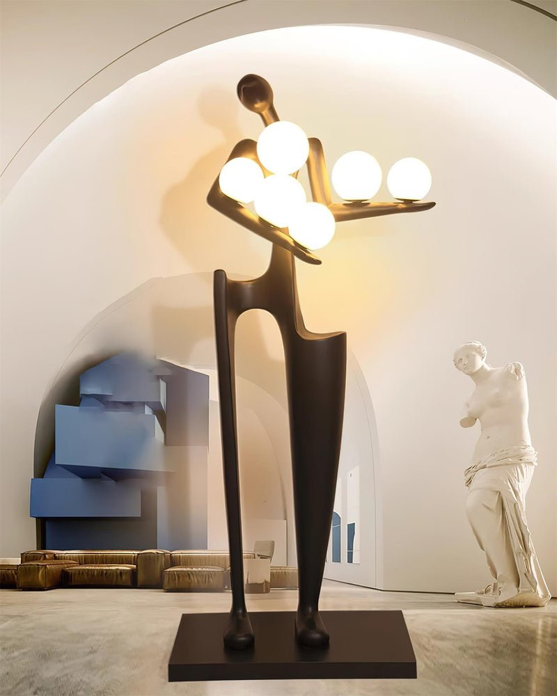 Abstract Human Sculpture Torchiere Floor Lamp Modern Art Guardian Standing Light for Contemporary Interiors