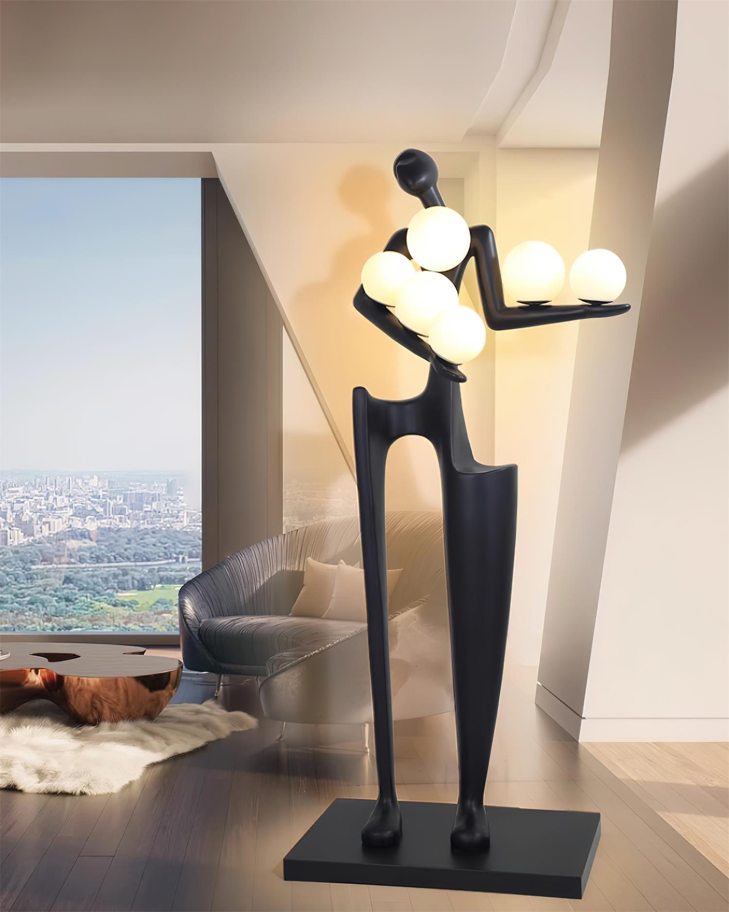 Abstract Human Sculpture Torchiere Floor Lamp Modern Art Guardian Standing Light for Contemporary Interiors