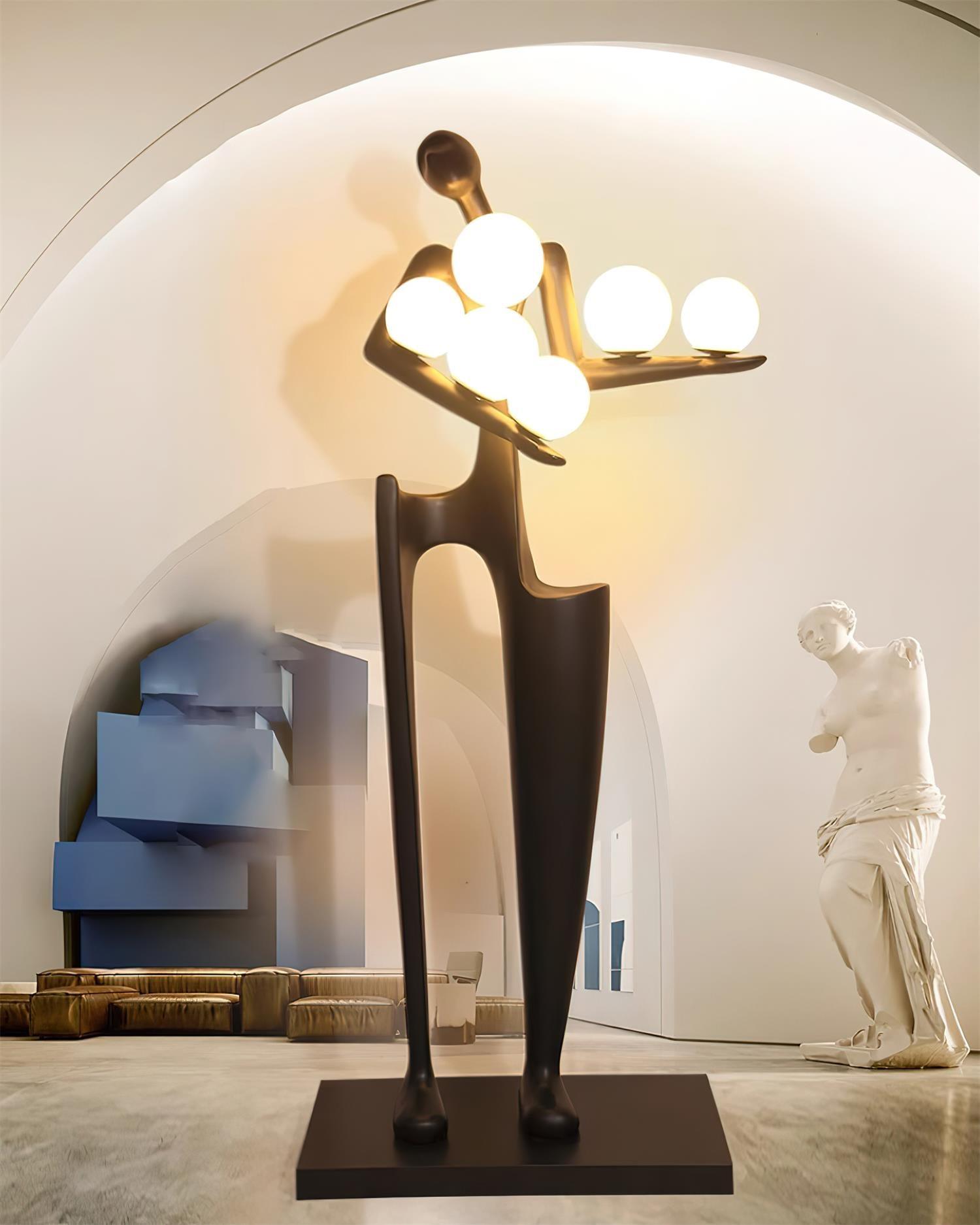 Abstract Human Sculpture Torchiere Floor Lamp Modern Art Guardian Standing Light for Contemporary Interiors