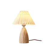 Gusnow Modern Yellow Travertine Table Lamp with Elegant Fabric Shade for Bedroom Bedside