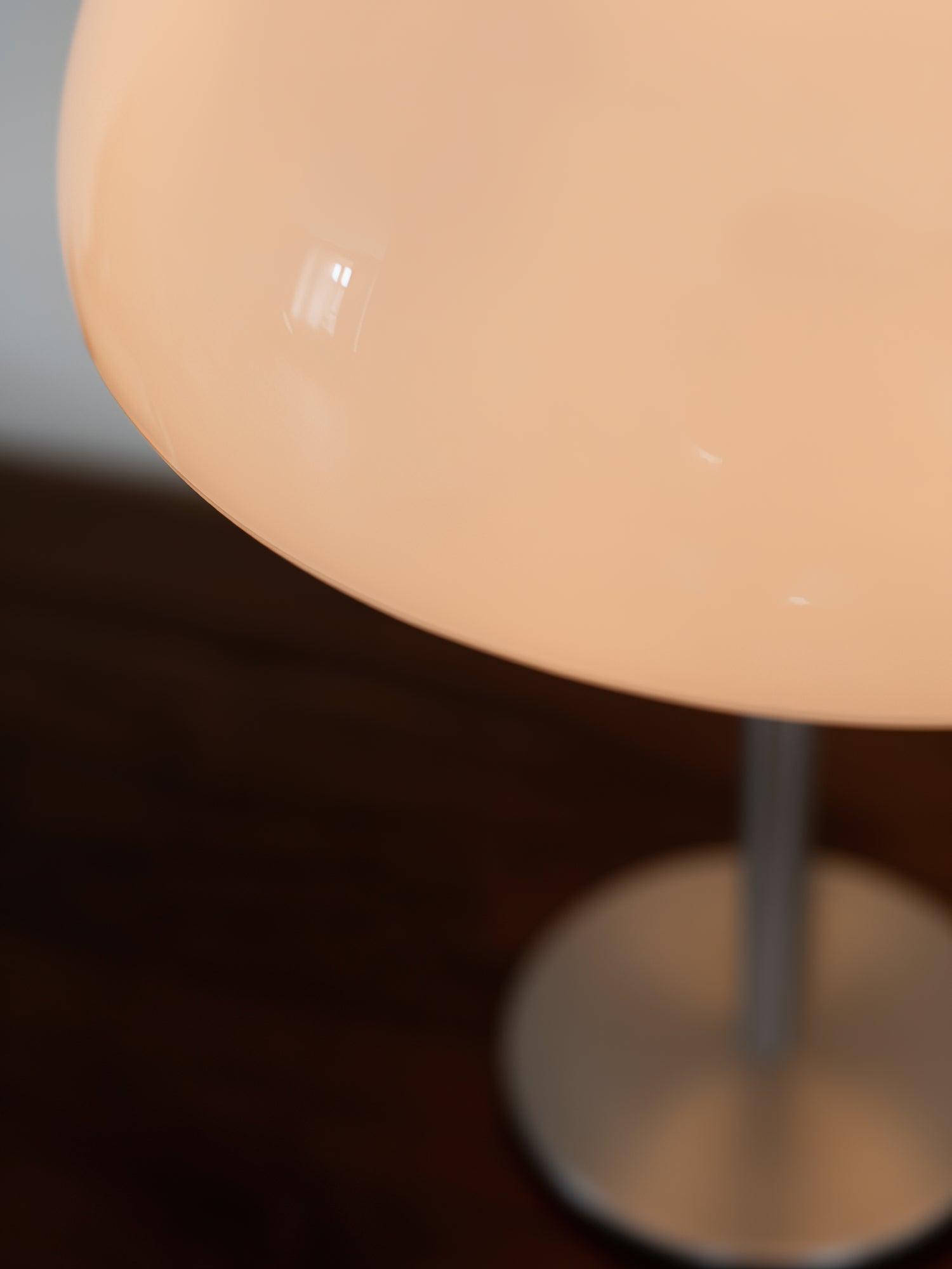 Modern Mushroom Style Glass Table Lamp Bedside Silver Metal and White Glass Lighting