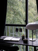 Modern Mushroom Style Glass Table Lamp Bedside Silver Metal and White Glass Lighting