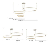 Modern White Circular Rings LED Chandelier with 3 Step Dimming and Adjustable Lighting