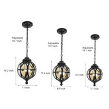 Vintage Waterproof Outdoor Pendant Light Retro Aluminum and Glass Hanging Ball Ceiling Lantern