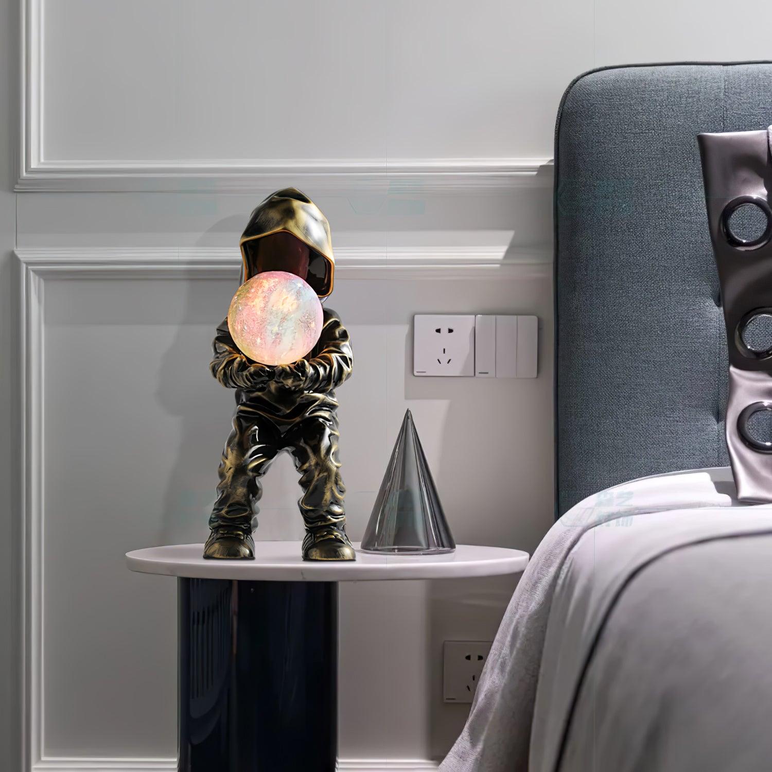Modern Hacker Planet Minimalist Resin Table Lamp for Contemporary Home Office Decor