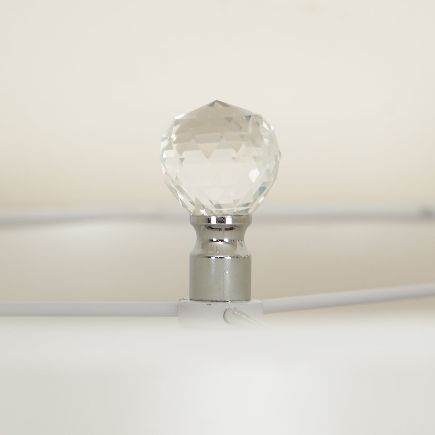 Modern Azure Blue Glass Table Lamp with Crystal Accents and Beige Linen Drum Shade