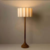 Hakka Modern Walnut Wood Standing Floor Lamp with Beige Fabric Shade