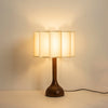Hakka Modern Oak Wood Table Lamp with Beige Fabric Shade for Bedside Lighting